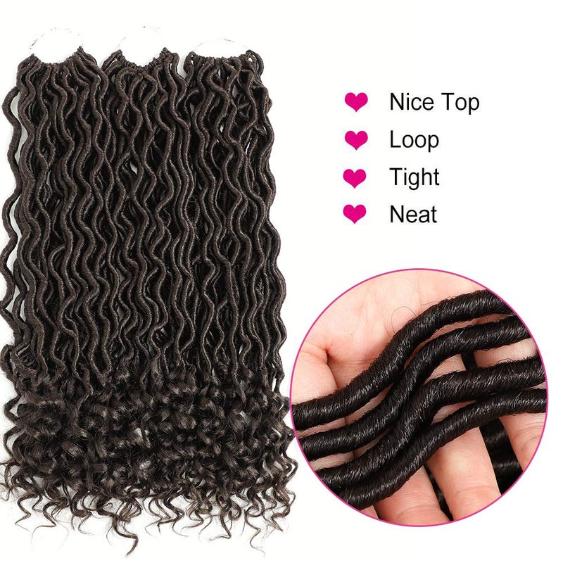 Ali Bling 6 Packs Goddess Locs Crochet Hair Wavy Curly Faux Locs Crochet Braids Synthetic Hair Extensions Crochet Low Temperature Braiding Hair Deep Wave Braiding Hair With Curly Soft (14" 6 Packs-4) - Image 4